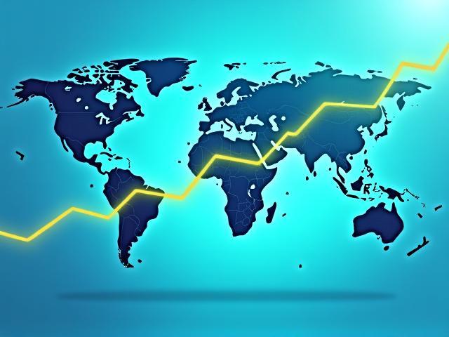 Wachstumskurve und Weltkarte APAC-Region mit Fokus auf Handel